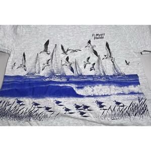 Vintage Sherrys Best Single Stitch Tshirt Florida Coastal Scene Size Large USA